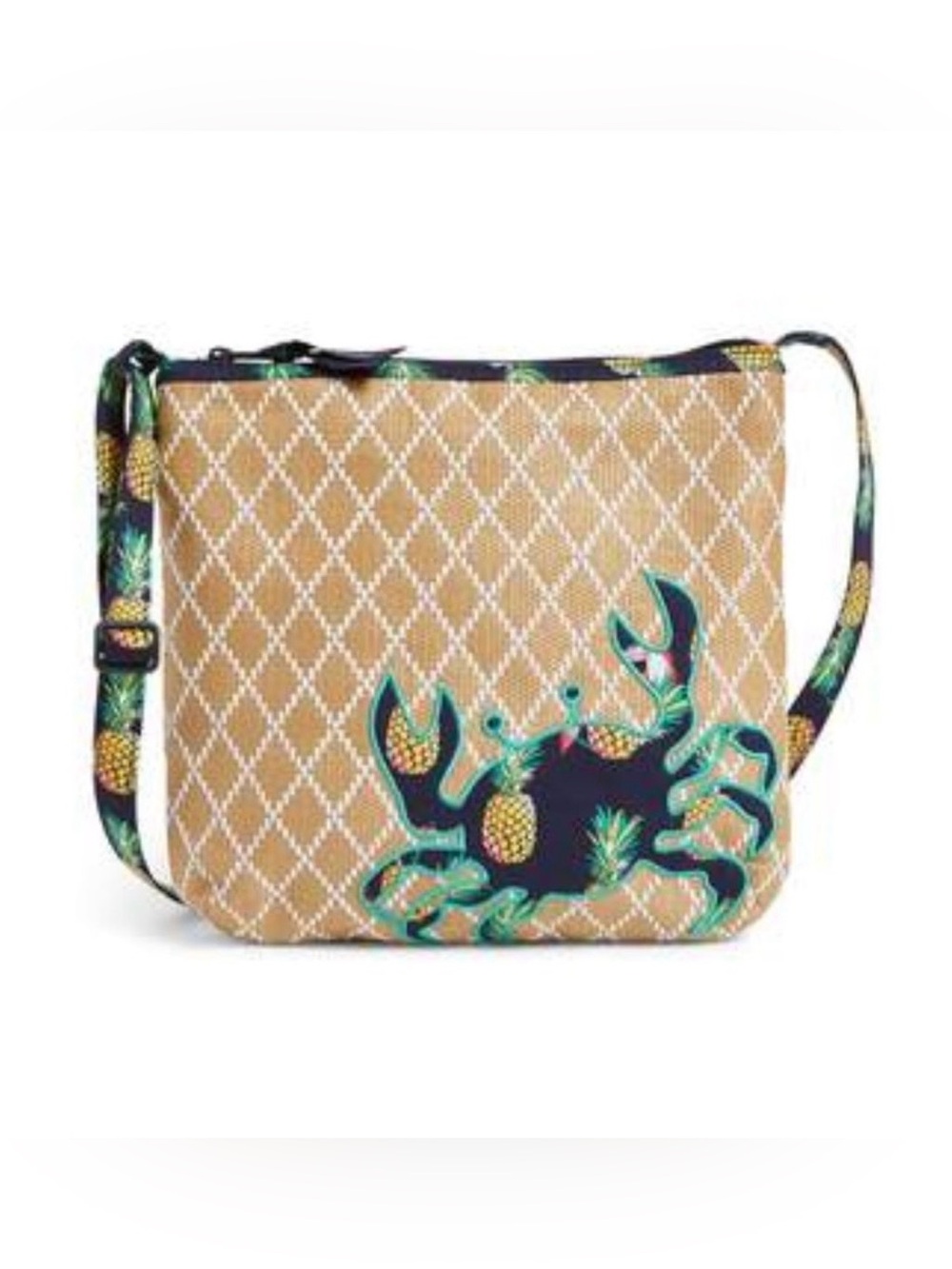 Vera Bradley Toucan Party Straw Beach Crossbody Crab Bag